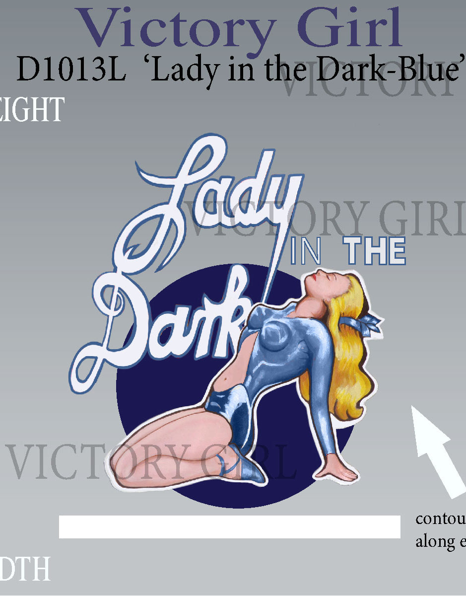Lady in the Dark Nose Art Vinyl Decal Sticker - Blue