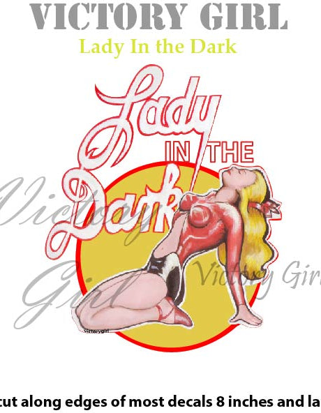 Lady in the Dark Nose Art Vinyl Decal Sticker - Red