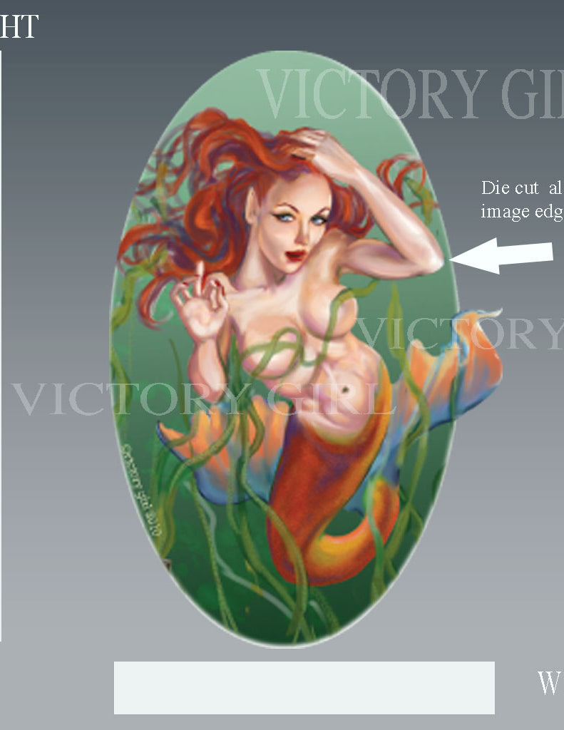 Underwater Redhead Mermaid Vinyl Decal Sticker