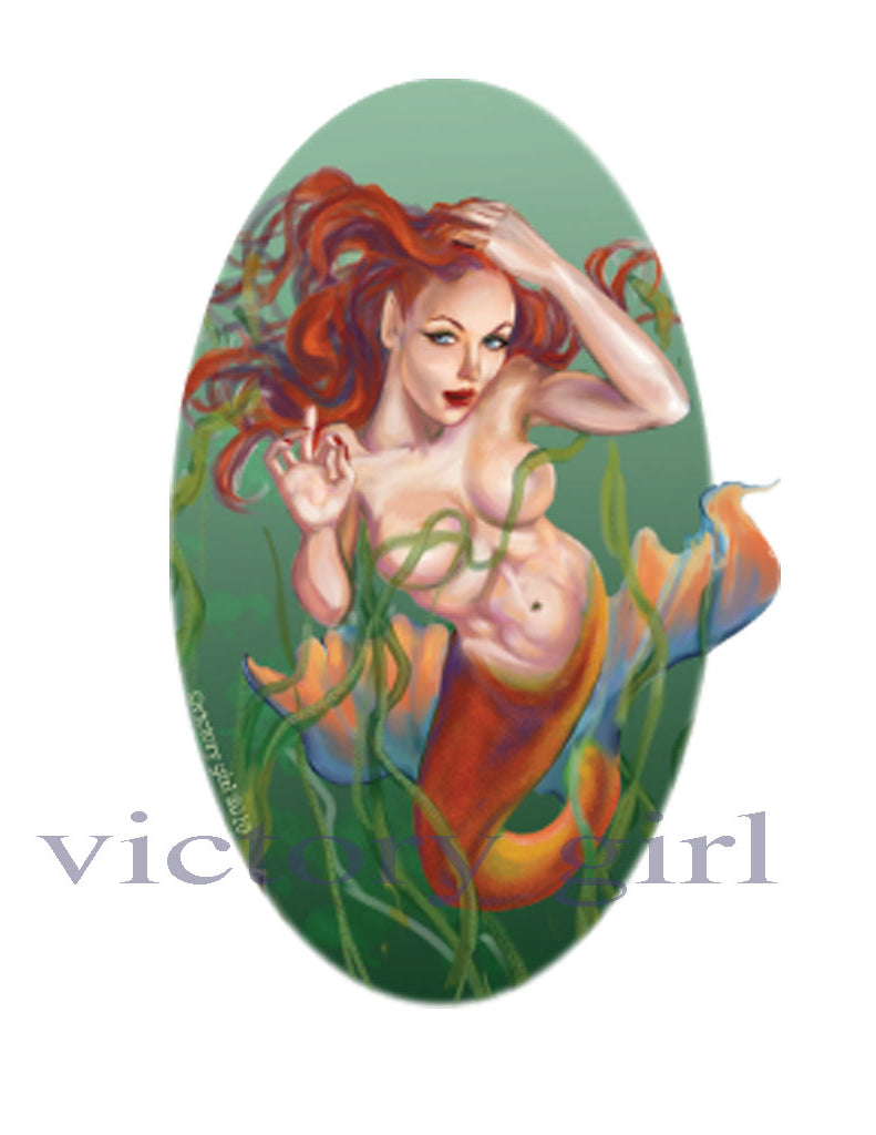 Underwater Redhead Mermaid Vinyl Decal Sticker