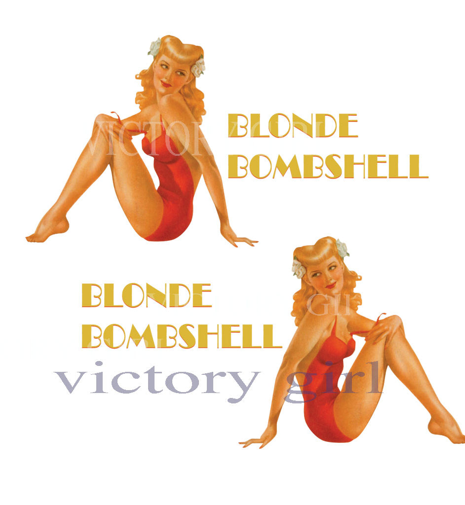 Blonde Bombshell Nose Art Vinyl Decal Sticker