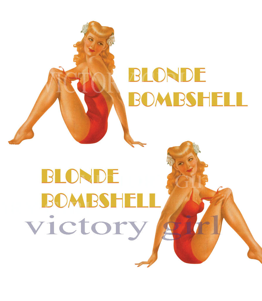 Blonde Bombshell Nose Art Vinyl Decal Sticker
