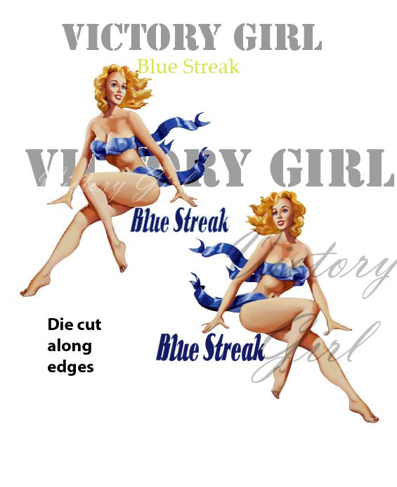 Blue Streak Nose Art Vinyl Decal Sticker