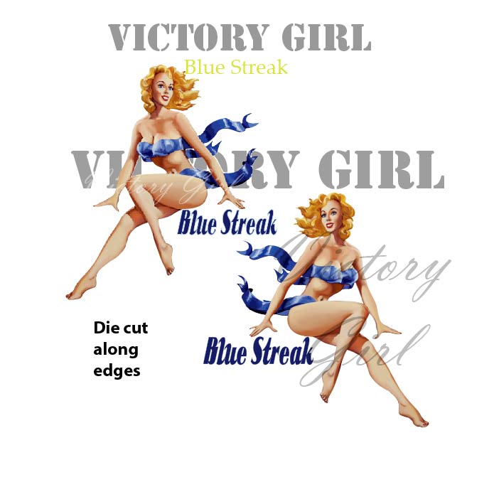 Blue Streak Nose Art Vinyl Decal Sticker