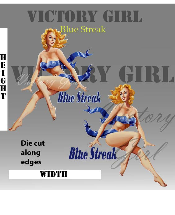 Blue Streak Nose Art Vinyl Decal Sticker