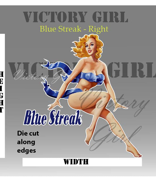 Blue Streak Nose Art Vinyl Decal Sticker
