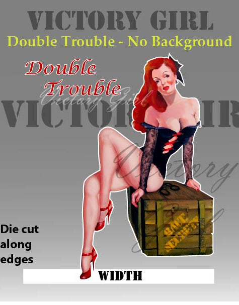 Double Trouble Nose Art Vinyl Decal Sticker - No Background