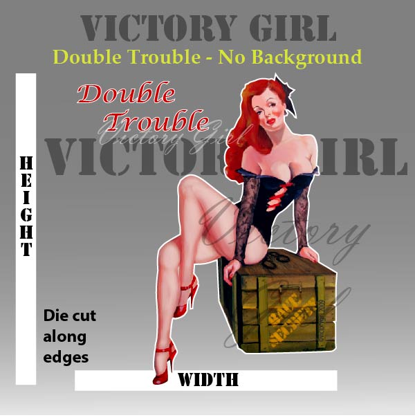 Double Trouble Nose Art Vinyl Decal Sticker - No Background