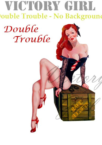 Double Trouble Nose Art Vinyl Decal Sticker - No Background