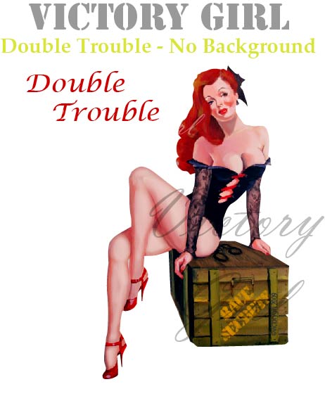 Double Trouble Nose Art Vinyl Decal Sticker - No Background