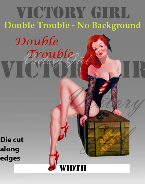 Double Trouble Nose Art Vinyl Decal Sticker - No Background