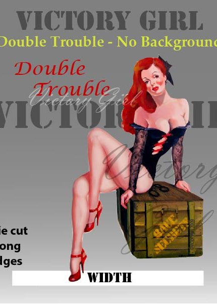 Double Trouble Nose Art Vinyl Decal Sticker - No Background