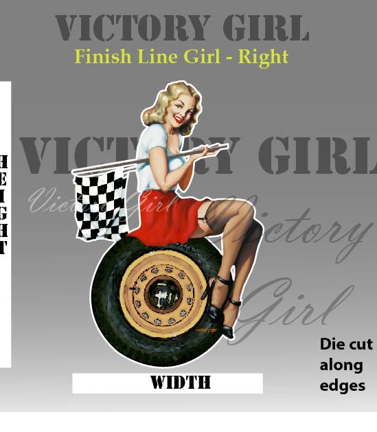Finish Line Girl - No Background Vinyl Decal Sticker
