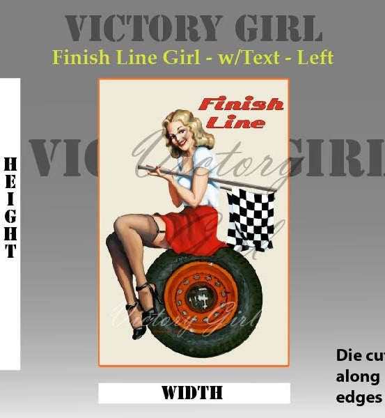 Finish Line Girl - with Text & Background Vinyl Decal Sticker