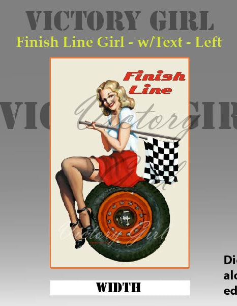 Finish Line Girl - with Text & Background Vinyl Decal Sticker