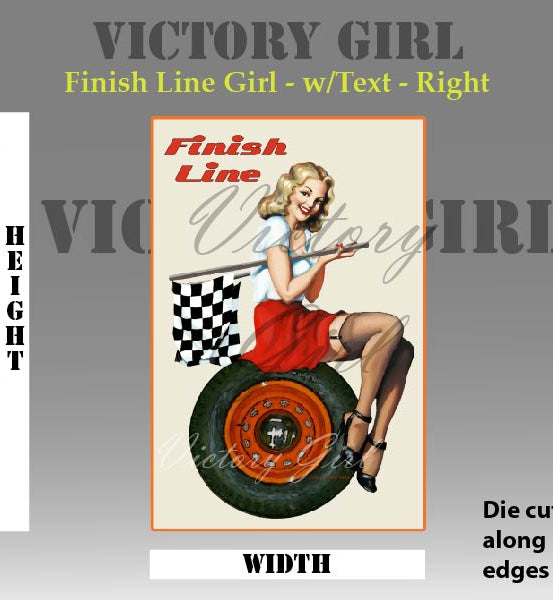 Finish Line Girl - with Text & Background Vinyl Decal Sticker