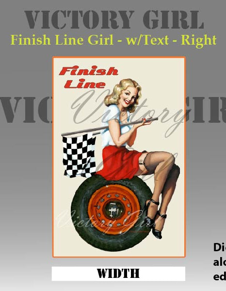 Finish Line Girl - with Text & Background Vinyl Decal Sticker