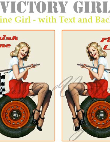 Finish Line Girl - with Text & Background Vinyl Decal Sticker