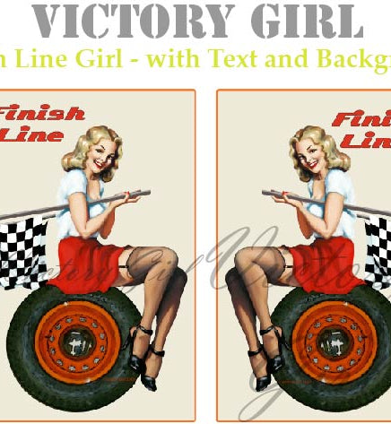 Finish Line Girl - with Text & Background Vinyl Decal Sticker