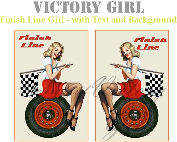 Finish Line Girl - with Text & Background Vinyl Decal Sticker