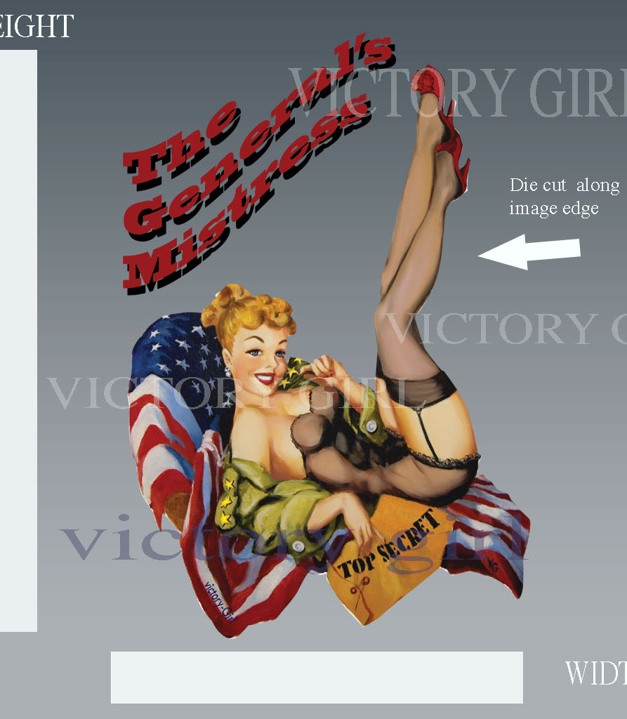 General's Mistress Nose Art Vinyl Decal Sticker