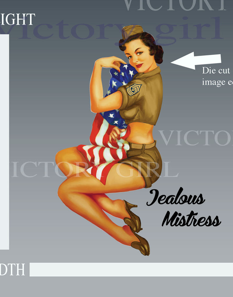 Jealous Mistress - TAN Fatigues No Background Vinyl Decal Sticker