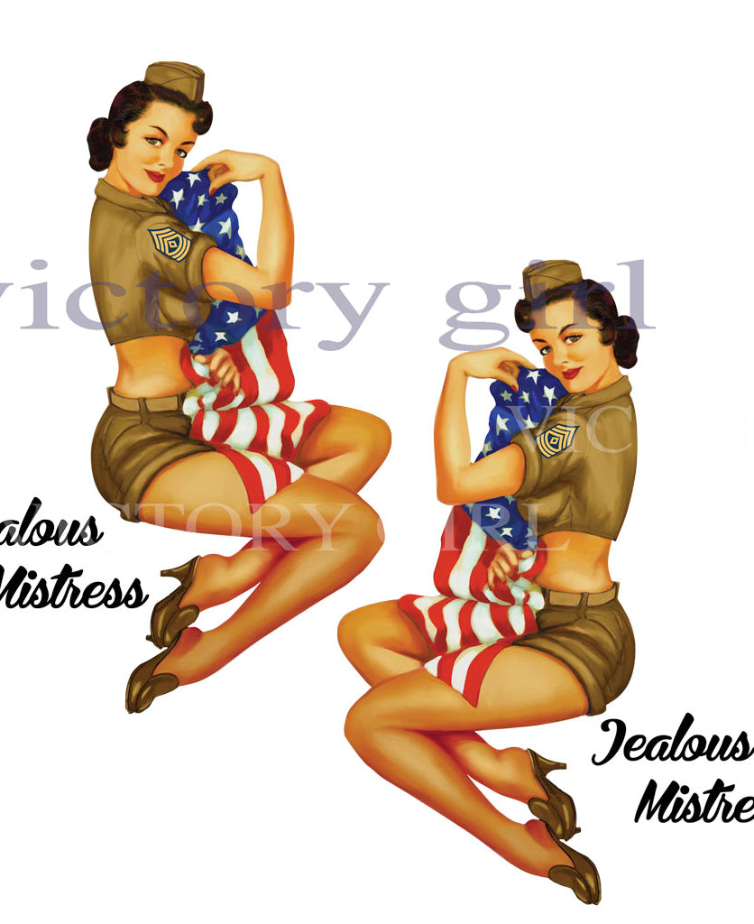 Jealous Mistress - TAN Fatigues No Background Vinyl Decal Sticker