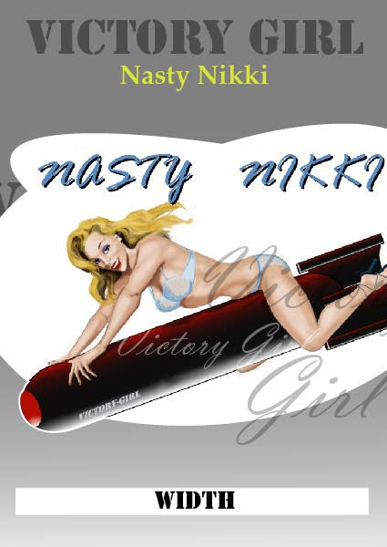 Nasty Nikki on WWII Bomb Vinyl Decal Sticker