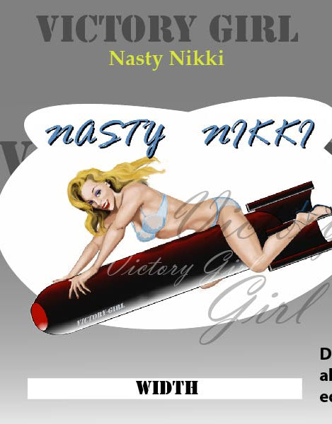 Nasty Nikki on WWII Bomb Vinyl Decal Sticker