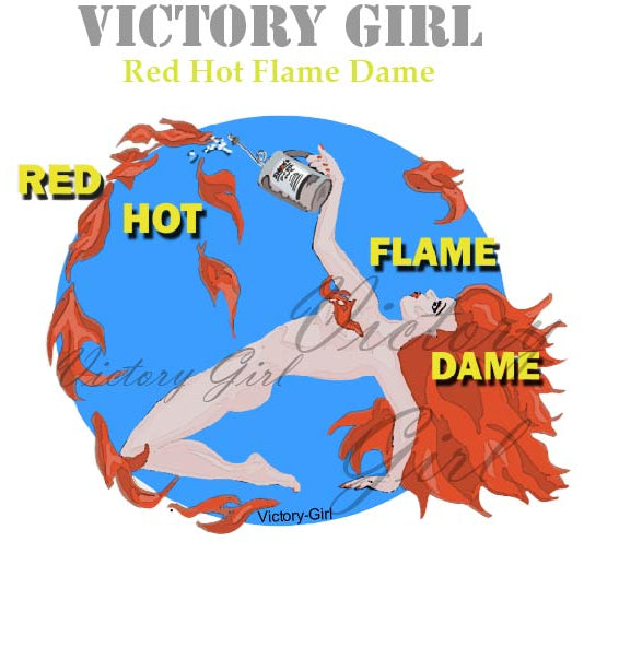 Red Hot Flame Dame Nose Art Vinyl Decal Sticker
