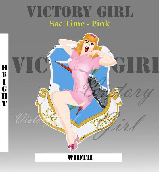 Sac Time Nose Art - Pink Vinyl Decal Sticker