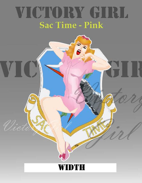 Sac Time Nose Art - Pink Vinyl Decal Sticker