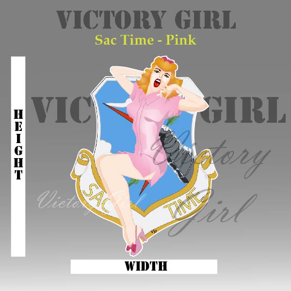 Sac Time Nose Art - Pink Vinyl Decal Sticker