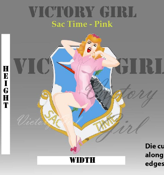 Sac Time Nose Art - Pink Vinyl Decal Sticker