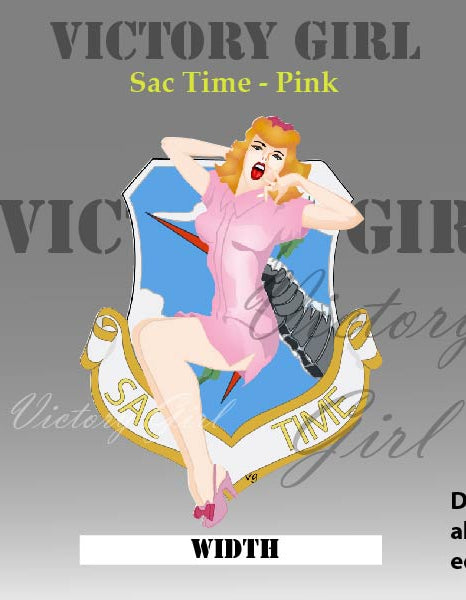 Sac Time Nose Art - Pink Vinyl Decal Sticker