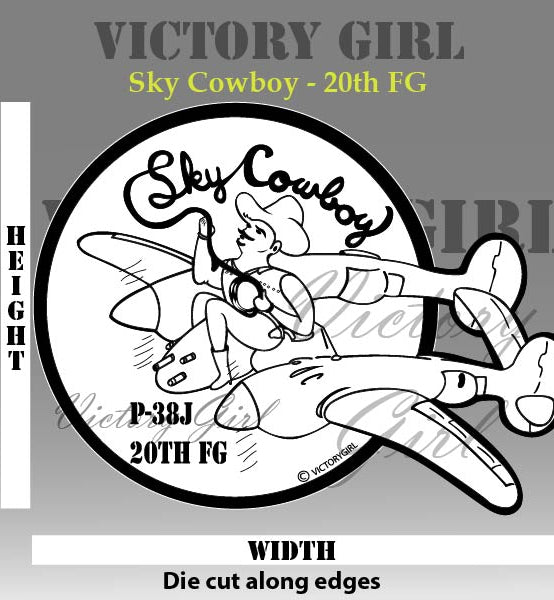 Sky Cowboy P-38 Vinyl Decal Sticker