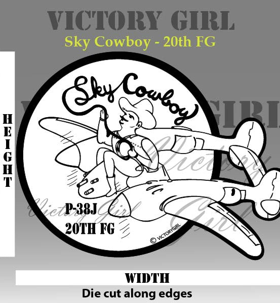 Sky Cowboy P-38 Vinyl Decal Sticker
