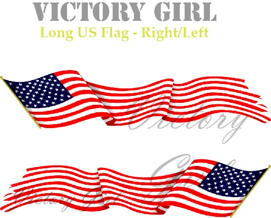 Long Waving U.S. Flag Vinyl Decal Sticker