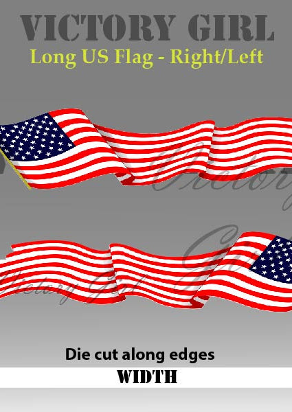 Long Waving U.S. Flag Vinyl Decal Sticker