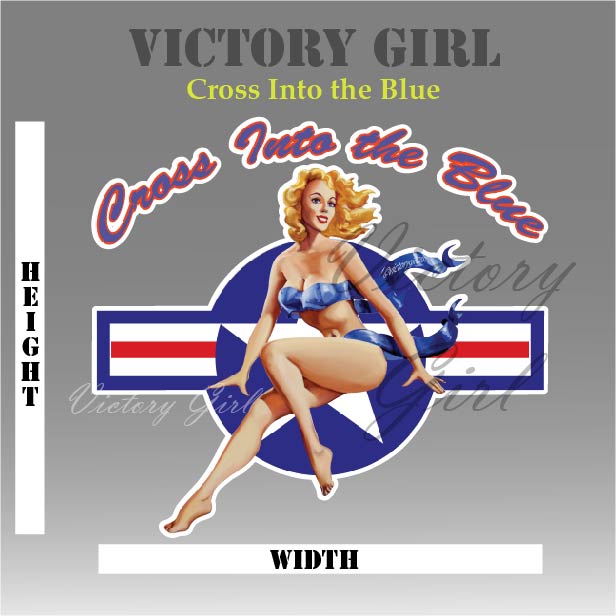 Cross Into the Blue Pinup Vinyl Decal Sticker