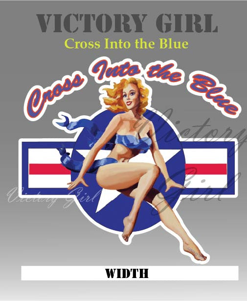 Cross Into the Blue Pinup Vinyl Decal Sticker