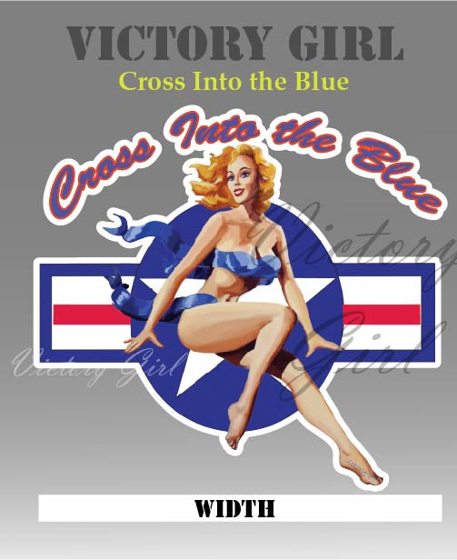 Cross Into the Blue Pinup Vinyl Decal Sticker
