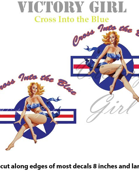 Cross Into the Blue Pinup Vinyl Decal Sticker