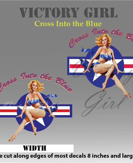 Cross Into the Blue Pinup Vinyl Decal Sticker