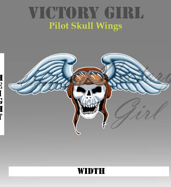 Pilot Skull Wings Vinyl Decal Sticker