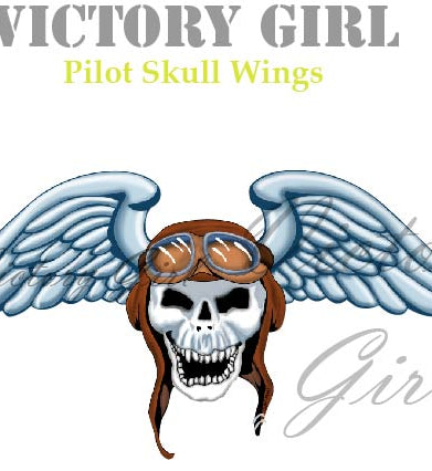 Pilot Skull Wings Vinyl Decal Sticker