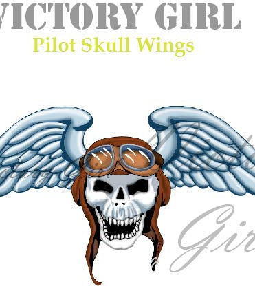 Pilot Skull Wings Vinyl Decal Sticker