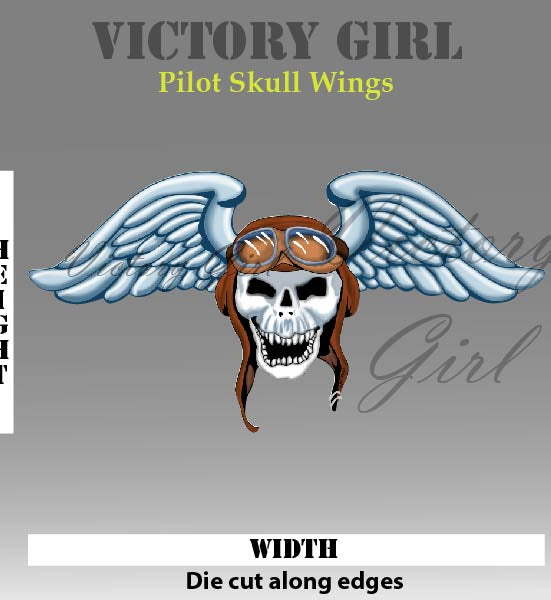 Pilot Skull Wings Vinyl Decal Sticker