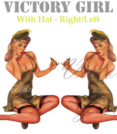 Blonde with Hat Nose Art Vinyl Decal Sticker
