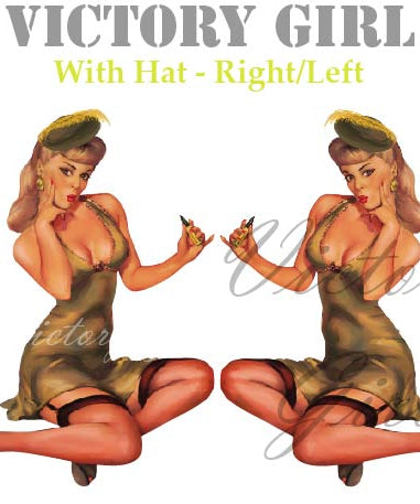 Blonde with Hat Nose Art Vinyl Decal Sticker